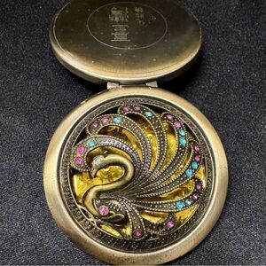 Antique Gold and Bronze Peacock Compact